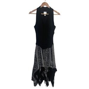 Suzi‎ Chin Womens 4 Silk Halter Midi Dress Ruched Fairy Grunge Whimsigoth y2k